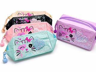 ESTOJO NECESSAIRE FEMININA ORGANIZADOR GATINHO VARIADA
