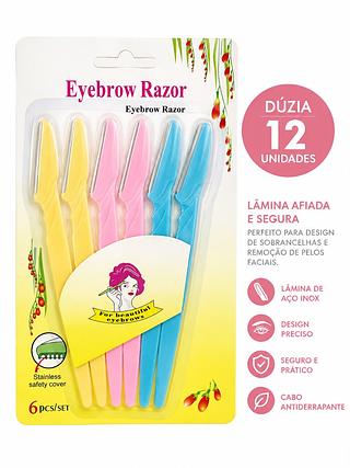 LAMINA AFIADA E SEGURA PARA DESIGN DE SOMBRACELHAS E REMOÇÃO DE PELOS FACIAIS 12PCS