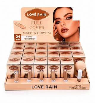 LOVE RAIN FULL COVER MATTE E FLAWLESS BASE LIQUIDA 6 TONS (24PCS)