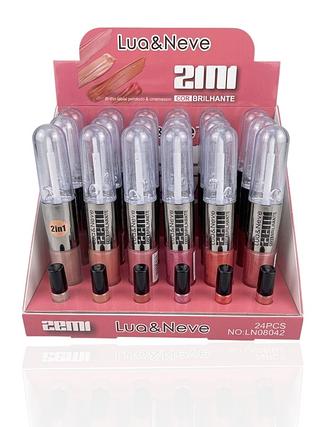 lip gloss dois em um lua neve (24pcs)