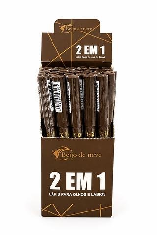 BEIJO DE NEVE 2 EM 1 LAPIS PARA OLHOS E LABIOS MARROM 36PCS