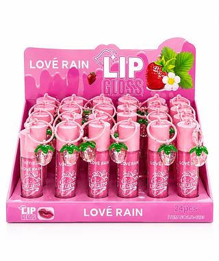 LOVE RAIN LIP GLOSS PIGENTE DE MORANGO 24PCS