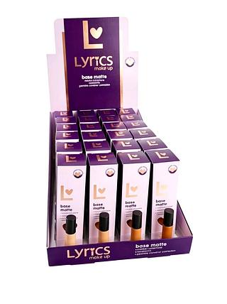 Base Líquida Matte cor 01 a 08 (50g)/Lyrics Make UP- (24PÇS) Média Cobertura, Resistente e Permite criar Camadas