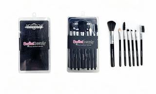 KIT Pincéis SWEET BEAUTY 7 peças em cada kit/ (DÚZIA) pincel de blush,pincel de base,pincel de corretivo,escova de sobrancelha,pincel de sombra,pente para cilios,escova de cilios 1