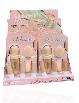 Corretivo Liquido , cor 01 a 06 -kit de corretivo líquido e esponja (12pçs)