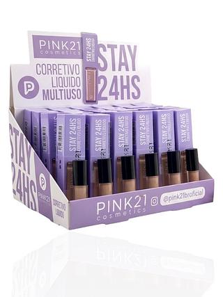 Corretivo Liquido STAY 24h, cor 01 a 06 (8ml)- PlNK21 COSMETICS (24pçs)