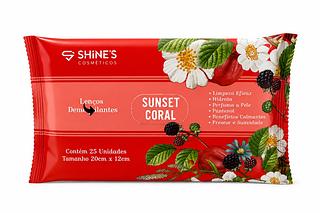 SHINES COSMETICOS LENÇOS DEMAQUILANTES SUNSET CORAL 25UN