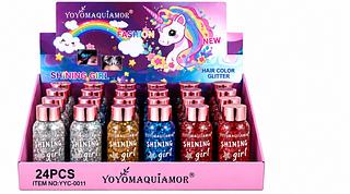 YOYOMAQUIAMOR SHINNG GIRL HAIR COLOR GLITTER 24PCS