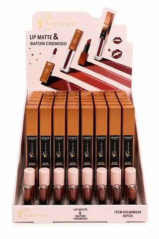 BEIJO DE NEVE LIP MATTE E BATOM CREMOSO 36PCS