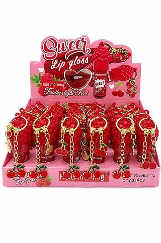 LIP GLOSS CHAVEIRO DE CEREJA 24PCS
