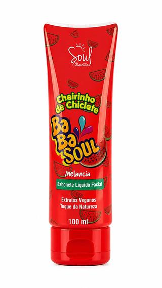SOUL COSMETICOS SABONETE LIQUIDO FACIAL CHEIRINHO DE CHICLETE BABASOUL MELANCIA 100ML